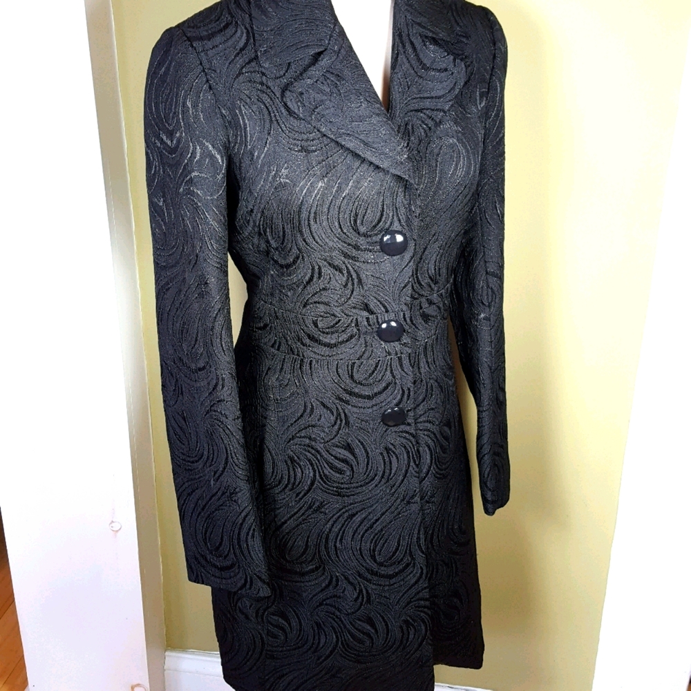 WHITE HOUSE BLACK MARKET Brocade Black Coat XS